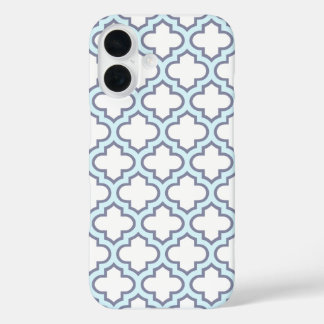 Elegantes hellblaues marokkanisches Quatrefolienmu iPhone 16 Hülle