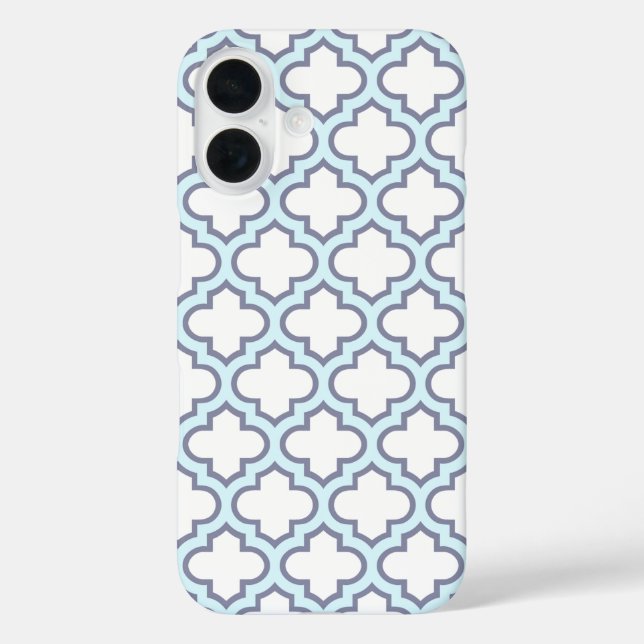 Elegantes hellblaues marokkanisches Quatrefolienmu Case-Mate iPhone Hülle (Rückseite)