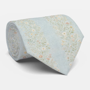 Elegantes hellblaues vintage-botanisches Design Krawatte