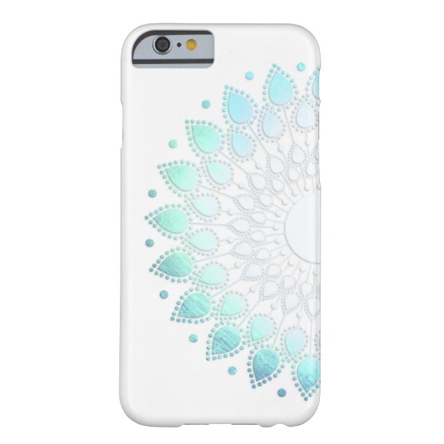 Elegantes hellblaugrünes Blume Motif Case-Mate iPhone Hülle (Rückseite)