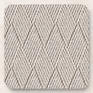 Elegantes hellcremefarbenes Diamant-Strickmuster a Getränkeuntersetzer