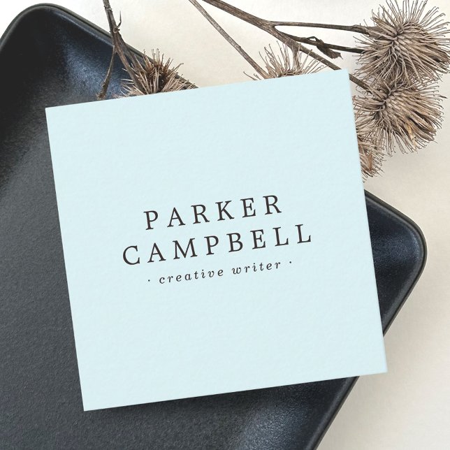 Elegantes helles Aqua-Blau, stilvoll minimalistisc Quadratische Visitenkarte (Von Creator hochgeladen)