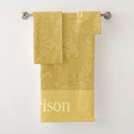 Elegantes helles Gold Barock Damaske Custom Badhandtuch Set