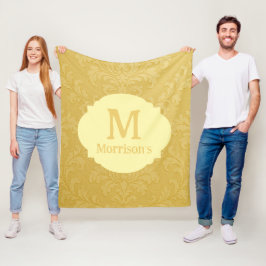 Elegantes helles Gold Barock Damaske Custom Fleecedecke