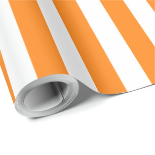 Elegantes, helles, orangefarbenes und weiß gestrei geschenkpapier