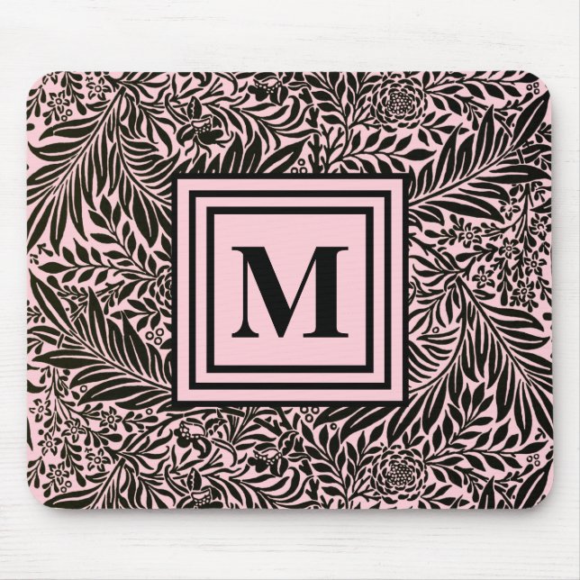 Elegantes helles rosa und schwarzes botanisches Mu Mousepad (Vorne)