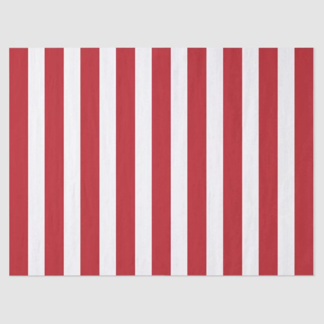 Elegantes, helles rotes und weißes Streifenmuster Seidenpapier (Vorderseite)