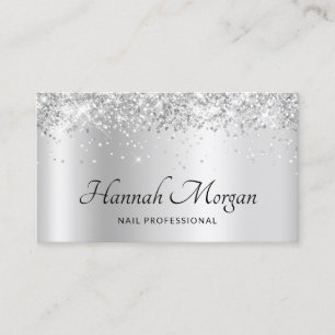 Elegantes, helles, silbernes Satin-Ombre-Foil und  Visitenkarte