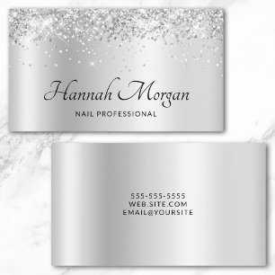 Elegantes, helles, silbernes Satin-Ombre-Foil und Visitenkarte