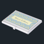 Elegantes, helles, Verziertes Textil-Muster Visitenkarten Dose<br><div class="desc">Elegantes Textilmuster in hellblau und beige.</div>
