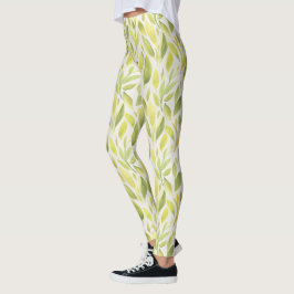Elegantes hellgelbes Blätter-Muster Leggings