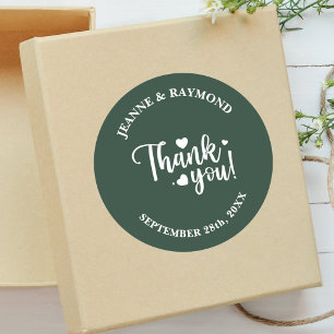 Elegantes Hellgrün Hochzeitsskript Danke schön Runder Aufkleber