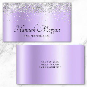 Elegantes Helllila Ombre Silber Glitter Visitenkarte