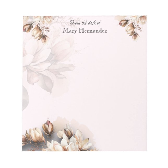 Elegantes hellrosa florales Benutzerdefiniertes  Notizblock (Vorderseite)