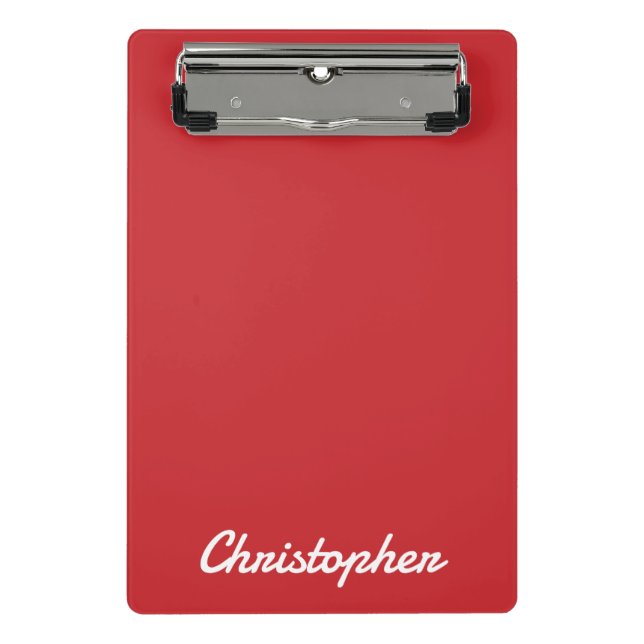 Elegantes Hellrotes Minimalistisches Einzelnes Far Mini Klemmbrett (Vorderseite)