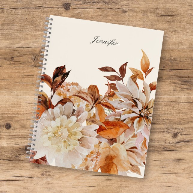 Elegantes Herbst-Aquarellblau mit Name-Notebook Notizbuch (Von Creator hochgeladen)