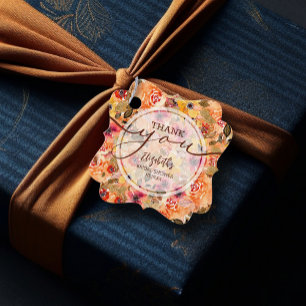 Elegantes Herbst-Blume Brautparty Vielen Dank Geschenkanhänger