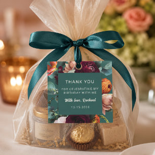 Elegantes Herbst-Blumen-Teal-Geburtstags-Geschenk- Begleitkarte