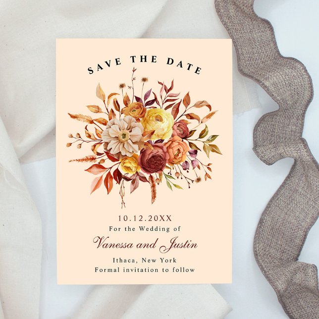 Elegantes Herbst Floral Bouquet Save the Date (Von Creator hochgeladen)