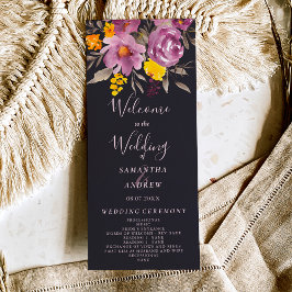 Elegantes Herbst-lila Hochzeitsprogramm Programm