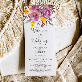 Elegantes Herbst-lila Hochzeitsprogramm Programm