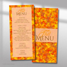 Elegantes Herbst Orange Blätter Flat Menu