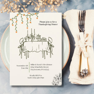 Elegantes Herbst-Thanksgiving-Friendsgiving-Dinner Einladung