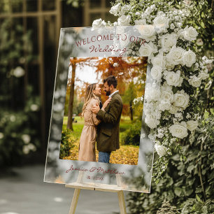 Elegantes Herbst Wasserfarben Foto Willkommen Acrylschild