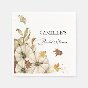 Elegantes Herbst-Weiß-Kürbis-Brautparty-Papier Serviette