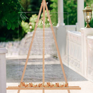 Elegantes Herbst-Weißkürbis-Hochzeitsprogramm Acrylschild