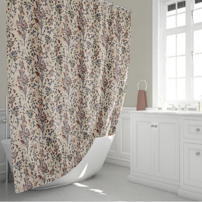 Elegantes Herbstblatt & Berries Nahtloses Muster Duschvorhang (Elegant Autumn Leaves & Berries Seamless Pattern Shower Curtain by Studio Posies.)