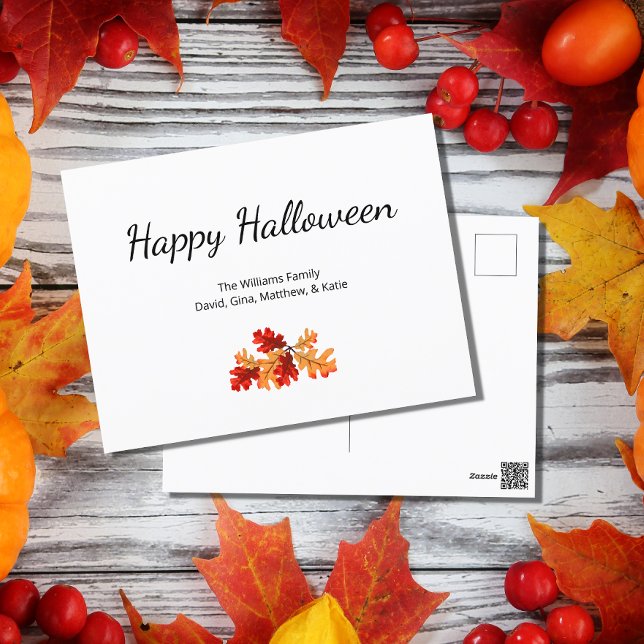 Elegantes Herbstblatt Happy Halloween Feiertagspostkarte (Von Creator hochgeladen)