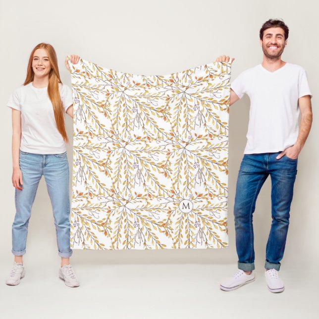 Elegantes Herbstblättermuster Personalisiert Fleecedecke (Beispiel)