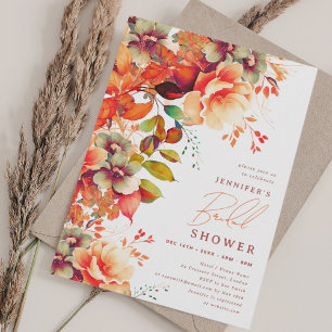 Elegantes Herbstblumen-Brautparty Einladung