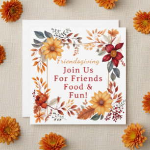 Elegantes Herbstblumen-Frame Friendsgiving-Dinner  Feiertagskarte