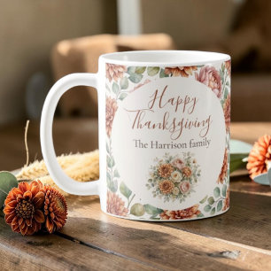 Elegantes Herbstblumenbouquet Frohes Erntedankfest Kaffeetasse