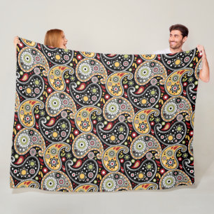 Elegantes Herbstfarben Paisley Druckmuster Fleecedecke