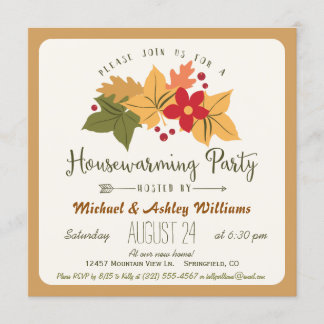 Elegantes Herbstlaub & Berries Housewarming Party Einladung