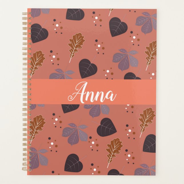 Elegantes Herbstlaub Personalisiert-Notebook Planer (Vorderseite)