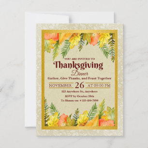 Elegantes HerbstlaubGoldfolie Thanksgiving-Dinner Feiertagskarte