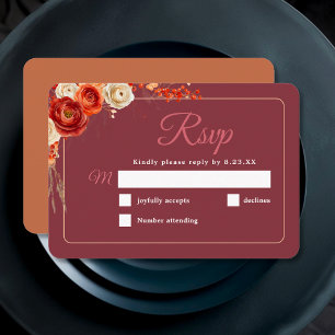 Elegantes Herbstliches Blumen- Orange Terrakotta H RSVP Karte