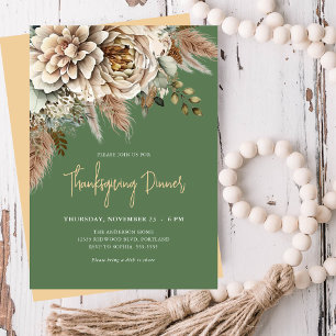 Elegantes herbstliches Blumen-Thanksgiving-Dinner Einladung