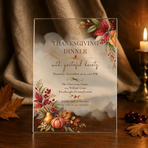 Elegantes herbstliches botanisches Thanksgiving-Di Acryleinladungen
