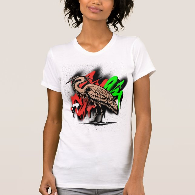Elegantes Heron Nature T-Shirt (Vorderseite)