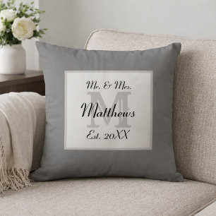 Elegantes Herr- und Frau-Monogramm Kissen