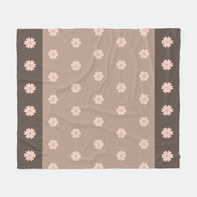 Elegantes Herz Blume auf Brown & Beige Fleecedecke (Vorderseite (Horizontal))