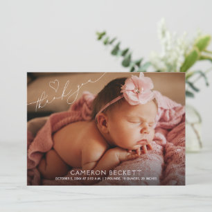 Elegantes Herz Danke Baby Foto Geburt Ankündigung