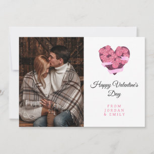 Elegantes Herz Frohen Valentinstag Foto Feiertagskarte