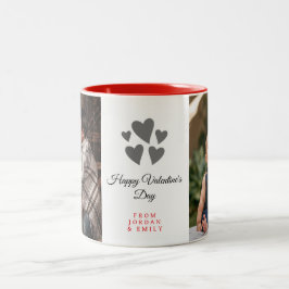 Elegantes Herz Frohen Valentinstag Foto Zweifarbige Tasse