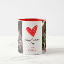 Elegantes Herz Frohen Valentinstag Foto Zweifarbige Tasse
